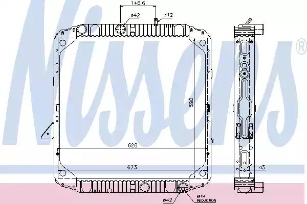 Радиатор системы охлаждения 590x618x43 MERCEDES LK2 EURO 84-