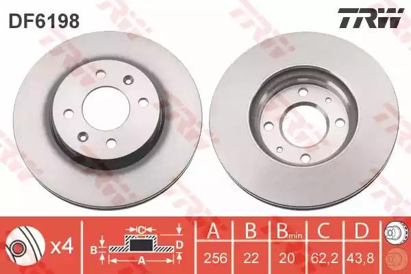 Торм.диск пер.вент. [256х22] 4 отв.HYUNDAI ACCENT IV 1.4, 1.6 2010/11 -; HYUNDAI SOLARIS IV 1.4, 1.6