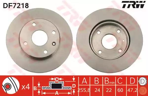 Диск торм. пер. вент.[256x24] 4 отв.DAEWOO/CHEVROLET Nubira/Lacetti 1.4/1.6/1.8 7/03