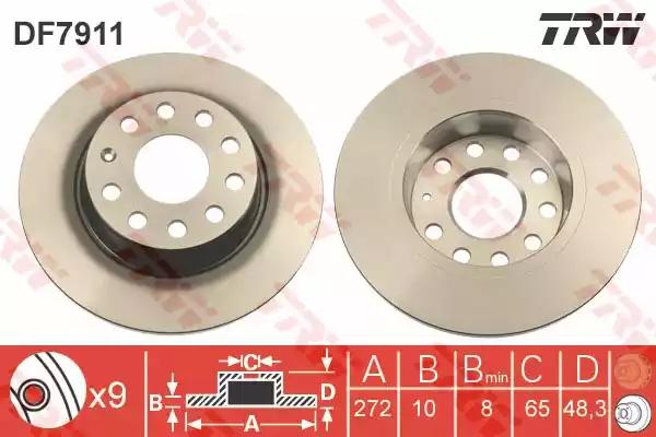 Диск торм.зад.AUDI A3, VW GOLF VI/JETTA 04=> 272x10