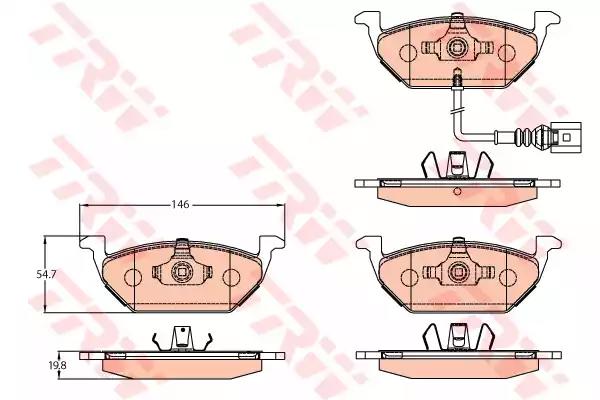 Колодки торм.пер. VW Bora 1,4-2,0/1,9TDI 10/98-> ,Golf IV Variant 1,6/1,8/1,9TDI 5/99-> ,AUDI A3 1,6 8/00-03 ,SKODA Oc