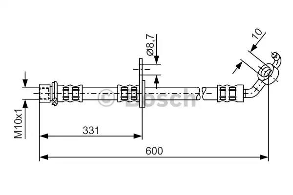 Шланг тормозной передний правый L=600 Toyota RAV 4 1.8/2.0/2.4D-4D 00>