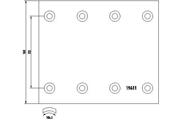 Накладки тормозные 19411 STD (420x160) 93059 TATRA