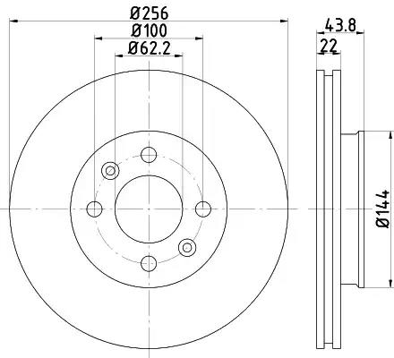 Торм.диск пер.вент. [256х22] 4 отв.HYUNDAI ACCENT IV 1.4, 1.6 2010/11 -; HYUNDAI SOLARIS IV 1.4, 1.6