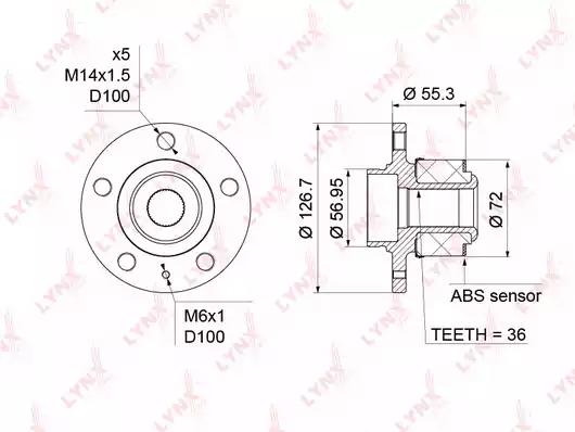 Ступица передняя в сборе (с ABS, d 72мм) подходит для SKODA