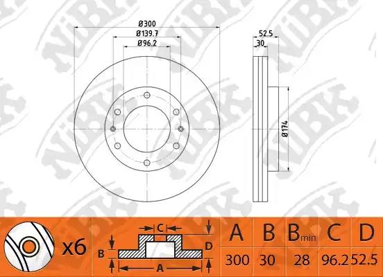 Диск тормозной HYUNDAI Starex H-1 (08-) передний (1шт.) NIBK