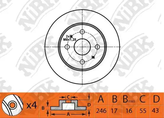 Диск торм.пер.вент.RN1462 NIBK