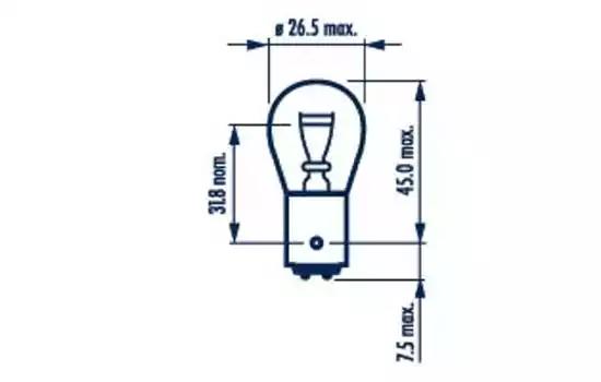 Лампа 12V цокольная 21/5W BAY15d стоп-габарит