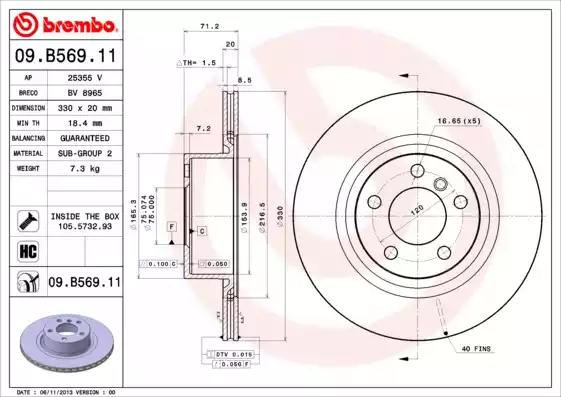 Диск тормозной задн. BMW X3 (F25) 11-ентил BMW 5,6-серии E60,61,63