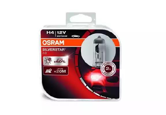 Лампа 12V галоген H4 60/55W OSRAM + 60% Silverstar DuoBox (к-т 2шт.)