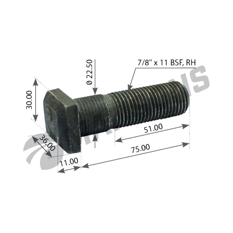 Шпилька колесная 7/8'' L=75/86 SC