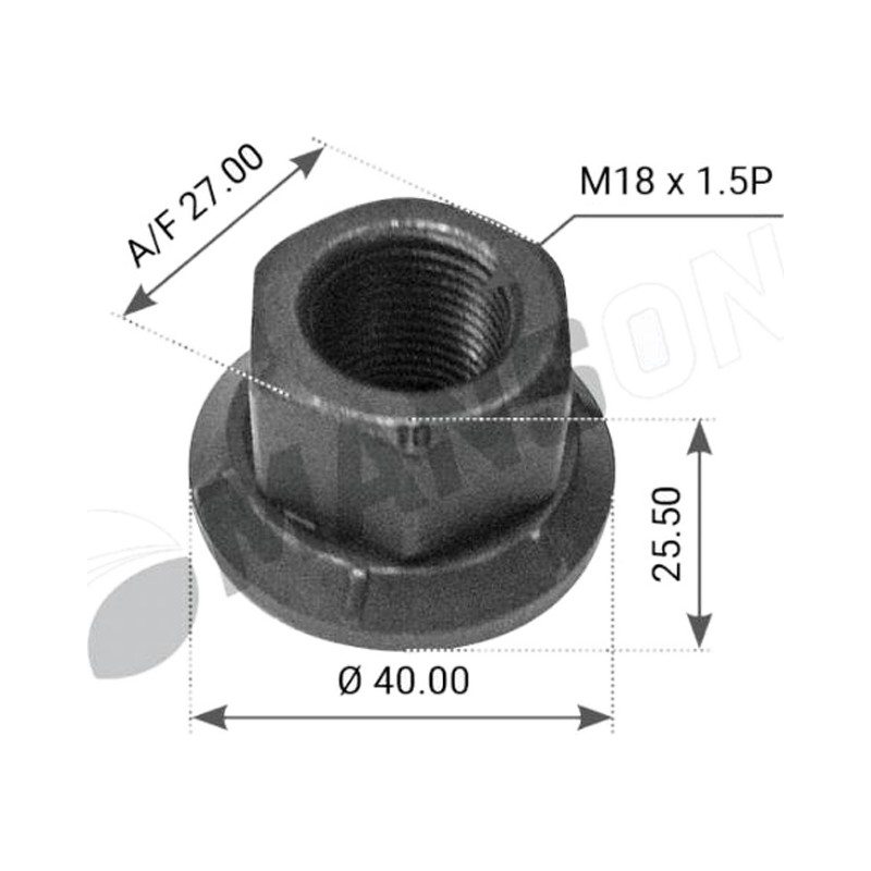 Гайка колесная с вращающейся юбкой M18x1.5 H=18 SW27 \MAN/Volvo/BPW/RVI/Iveco-Magirus