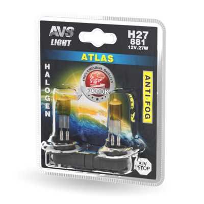 Лампа галоген 12V H27/881 27W желтая (к-т 2шт.)