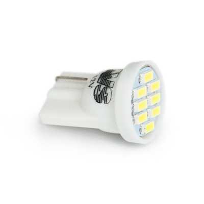 Светодиод Т10 12V T099 (W2.1х9,5D) 8 диодов блистер 2шт (белый)