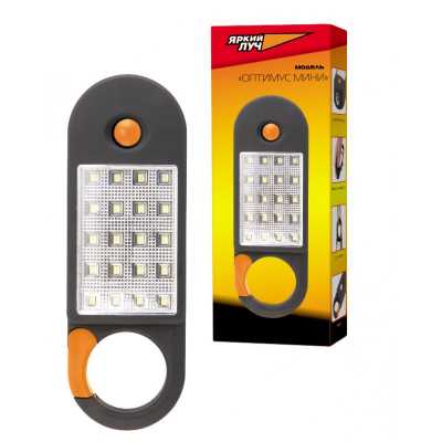Фонарь ЯРКИЙ ЛУЧ "Оптимус-mini" светодиодный 0.5W+20SMD, карабин, магнит, на 3xAAA