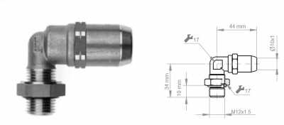 Соединитель (бронза) L-образный / M12 - 10мм