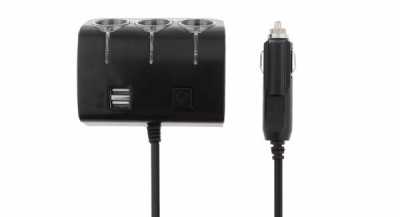 Разветвитель прикуривателя 12/24 3 гнезда +2USB+переключатель