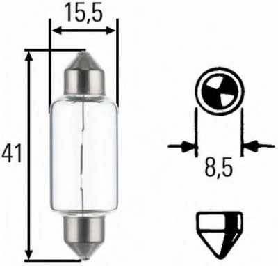 Лампа 24V C15W 15W салона, подсветки номера  HELLA толстая
