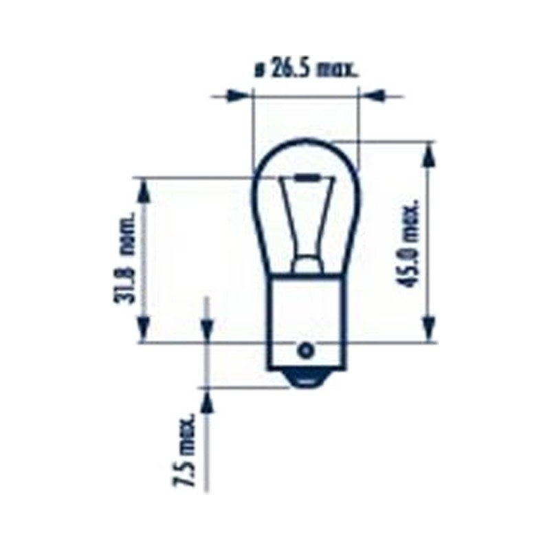 Лампа 12V P21W цокольная  BA15s