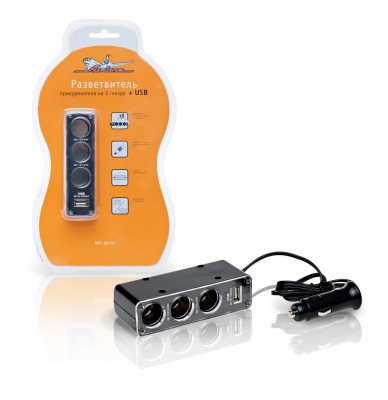 Разветвитель прикуривателя 3 гнезда / 1 USB порт 12V/24V