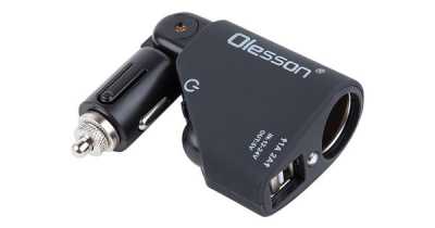 Разветвитель прикуривателя 1351 на 1 прикуриватель, 2 USB выхода(12V/24V) кнопка on/off цвет: черный