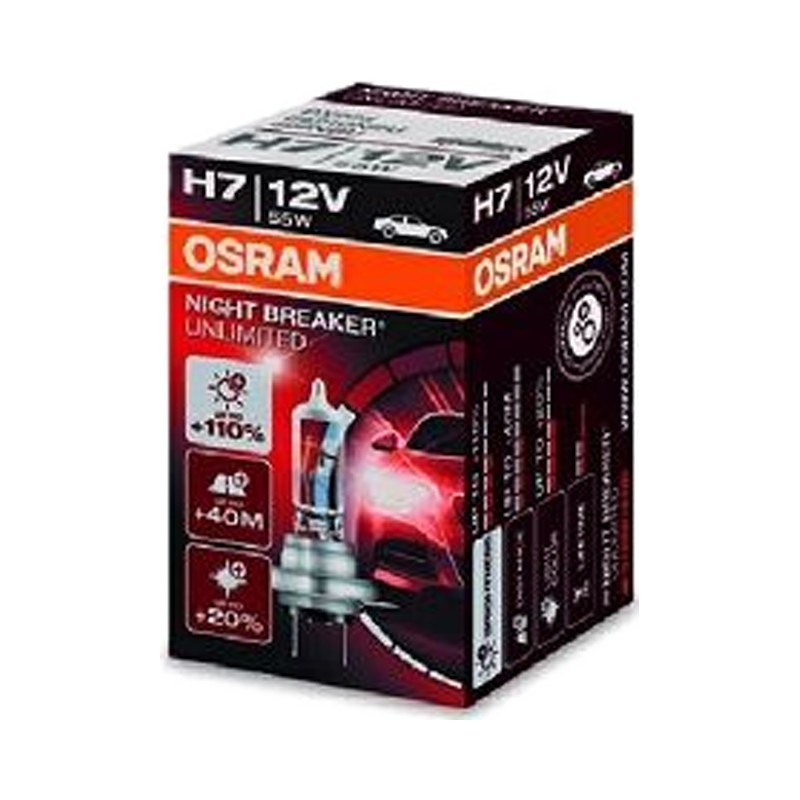 Лампа галоген 12V H7 55W OSRAM + 110% Night Breaker Unlim
