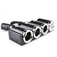 Разветвитель прикуривателя 1503 на 3 прикуривателя, 2 USB  (12V/24V) цвет: чёрный