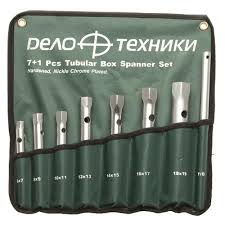 Набор ключей трубчатых штампованных 7 шт. (6х7,8х9,10х11,12х13,14х15,16х17,18х19мм+вороток 100мм) тетрон. сумка (арт. 544570)