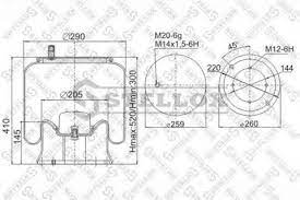 Пневмоподушка без стак. 1шп-шт.M14/20 смещ.78 Н:1отв.M12 \MB,MB,Hendrickson,Samro