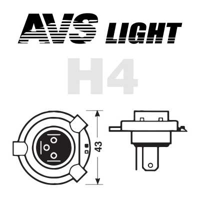 Лампа галоген 12V H4 60/55W AVS Sirius (к-т 2шт.)