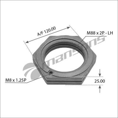 Гайка M88x2x25 ступицы SMB/Fruehauf левая