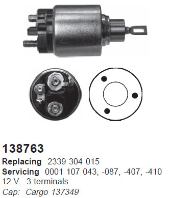 Реле втягивающие стартера FORD Fiesta / Focus / Fusion 1,25-1,6 95