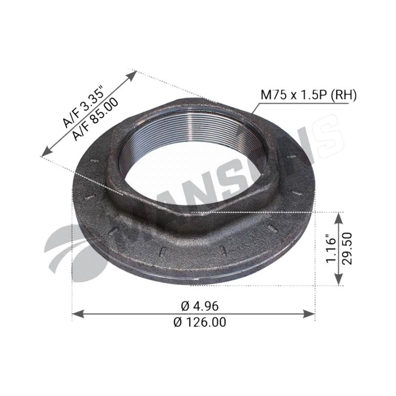 Гайка ступицы прав. M75*1.5 SW 85 INTEGRAL SAF
