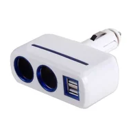 Разветвитель прикуривателя 1637 на 2 прикуривателя, 2 USB  (12V/24V) цвет: чёрный/белый