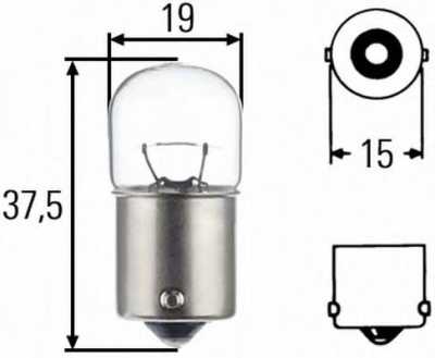 Лампа 12V R10W BA15S цокольная