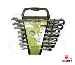 Набор ключей комб.трещоточных шарнирных 6 шт. (8,10,12,13,14,17мм) пластик. холдер