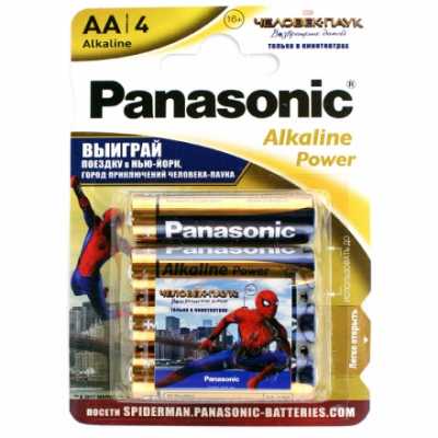 Батарейка щелочная PANASONIC LR6 (AA) Alkaline 1.5В (цена за 1 батарейку) бл/4