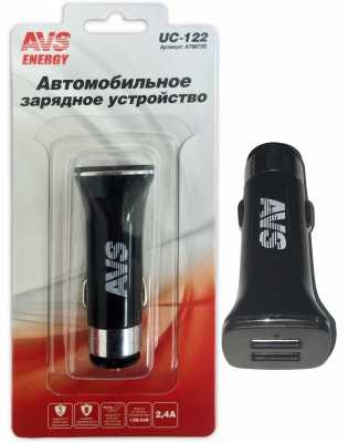 АВТОМОБИЛЬНОЕ ЗАРЯДНОЕ УСТРОЙСТВО USB AVS 2 ПОРТА UC 122