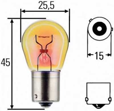 Лампа 12V PY21W цокольная 21W BAU15s оранжевая (смещенные контакты)