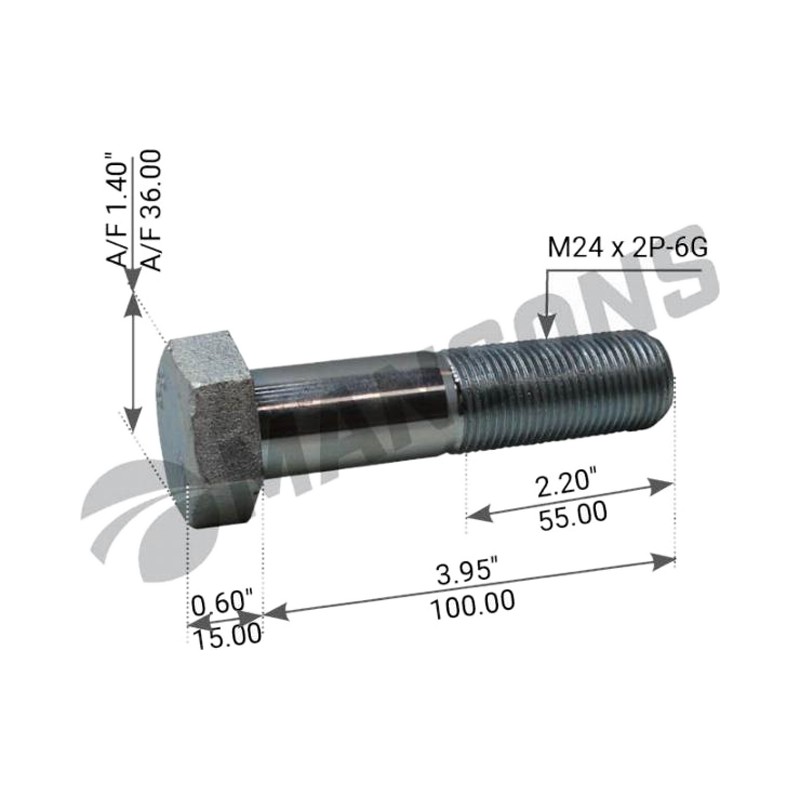 Болт M24x100x2 SAF амортизатора