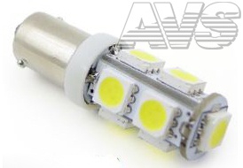 Светодиод Т8 12V B009 (BA9S) 9 диодов блистер 2шт (белый)