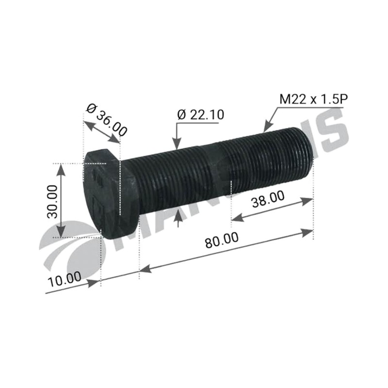 Шпилька колесная M22x1.5x80мм BPW