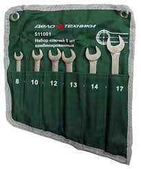 Набор ключей комбинированных; 8, 10, 12, 13, 14, 17 мм; 6 шт, планшет