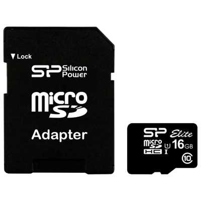 Карта памяти MicroSD 16 Gb Silicon Power (с адаптером)