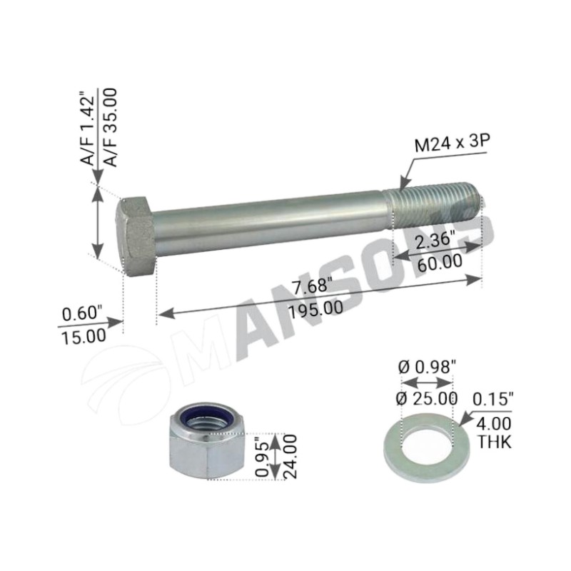 Болт M24*200*3 амортизатора