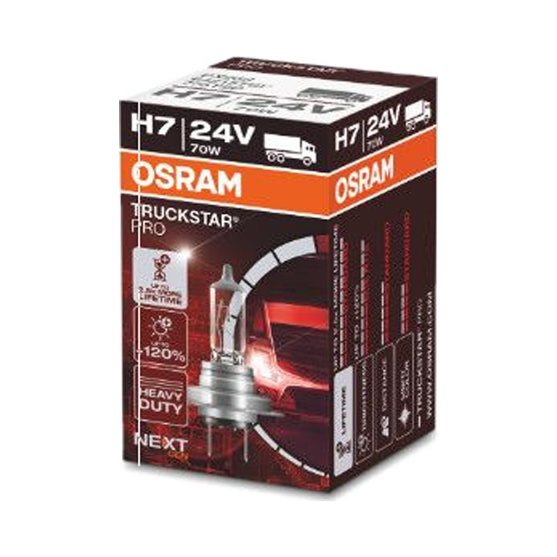 Лампа галоген Н7 24V 70W (виброустойчивая+увел.срок сл.+100%) Truckstar Pro