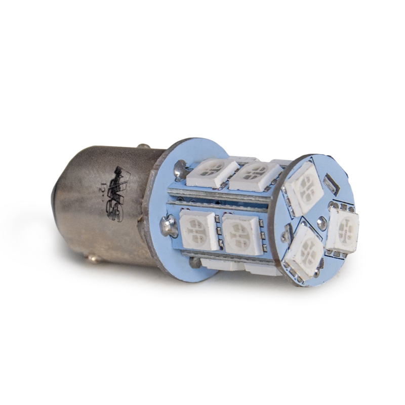 Светодиод T15 S022B /красный/(BAY15D) 13SMD 5050 12V 2 contact, коробка 2 шт