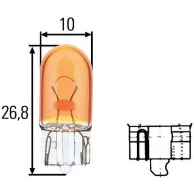 Лампа 12V WY5W W2.1X9.5D без цоколя габарит (оранжевая)