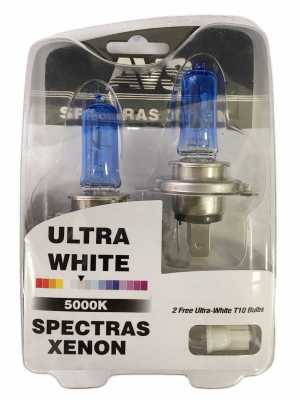 Лампа галоген 12V H4 AVS 5000K Spectras (к-т 2шт. + 2шт. T10)