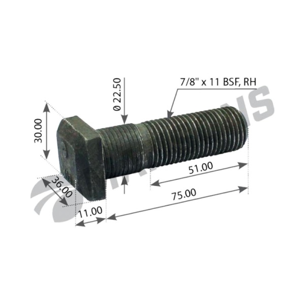 Шпилька колесная 7/8'' L=75/86 SC
